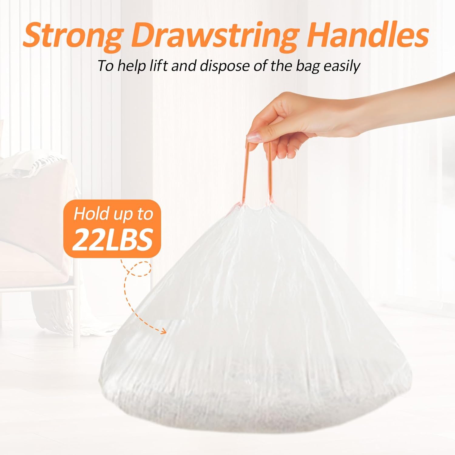 Cat Litter Box Liners, 45 Count Drawstring Litter Waste Receptacles Bags, Tear-Resistant, Leak-Proof, Easy Disposal Cat Poop Bags for Automatic Litter Box, Strengthen Unscented