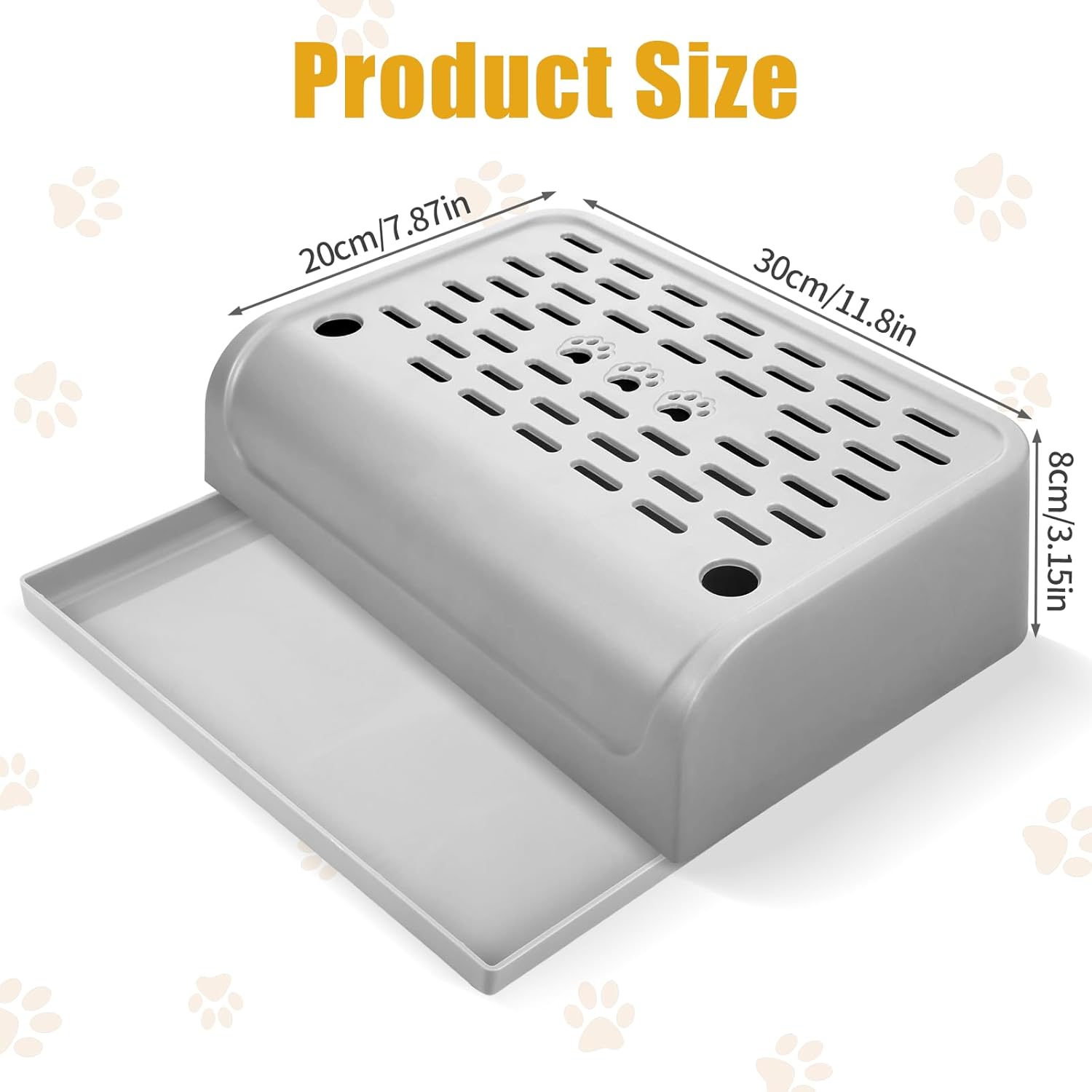 Cat Ramp for Litter Box Step, Plastic Automatic Litter Box Ramp Cat Steps Mat with Filter Function, Double Layered Self Cleaning Cats Stairs with Storage Space for Catcher (Grey)