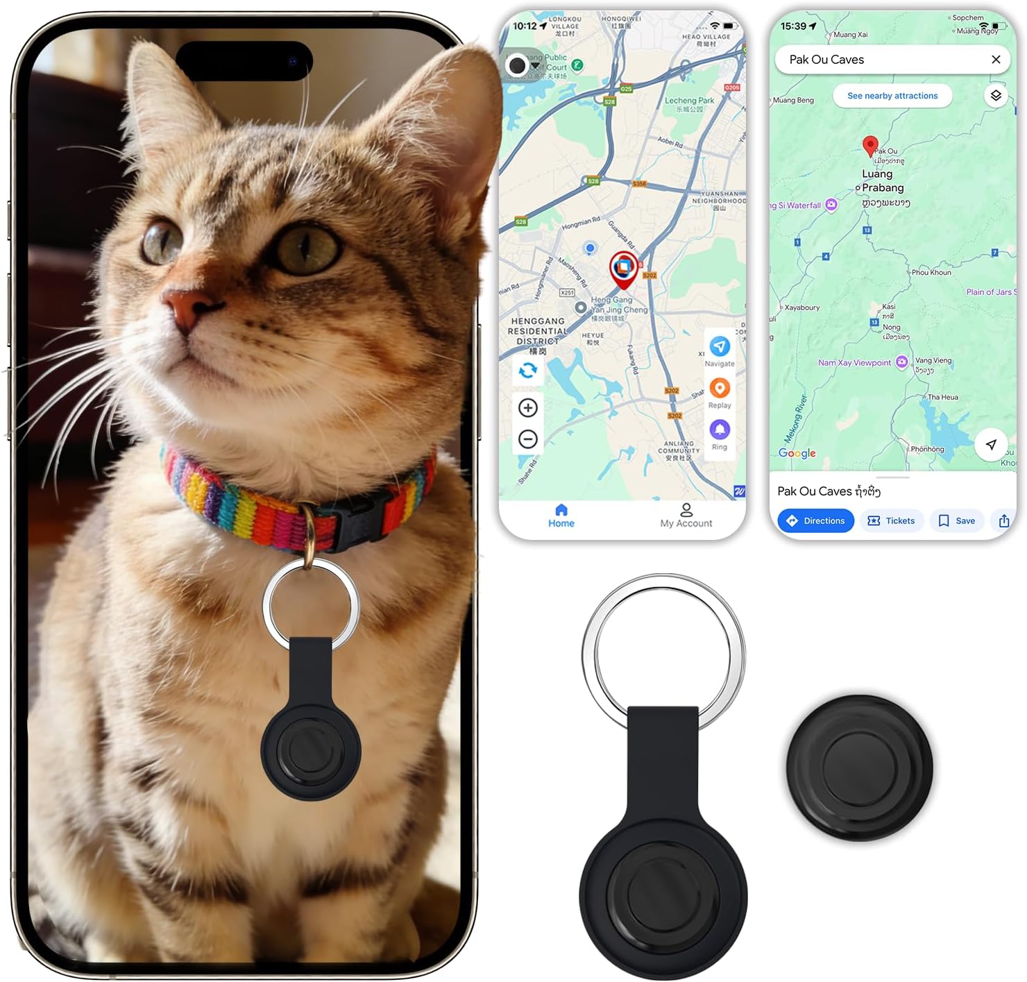 Pet GPS Tracker: A smart Collar with Real-time Location Tracking—no Monthly fees, no SIM Card Required, Real-time Tracking for Small Pets, Compatible with Android and iOS, 356-day Battery Life