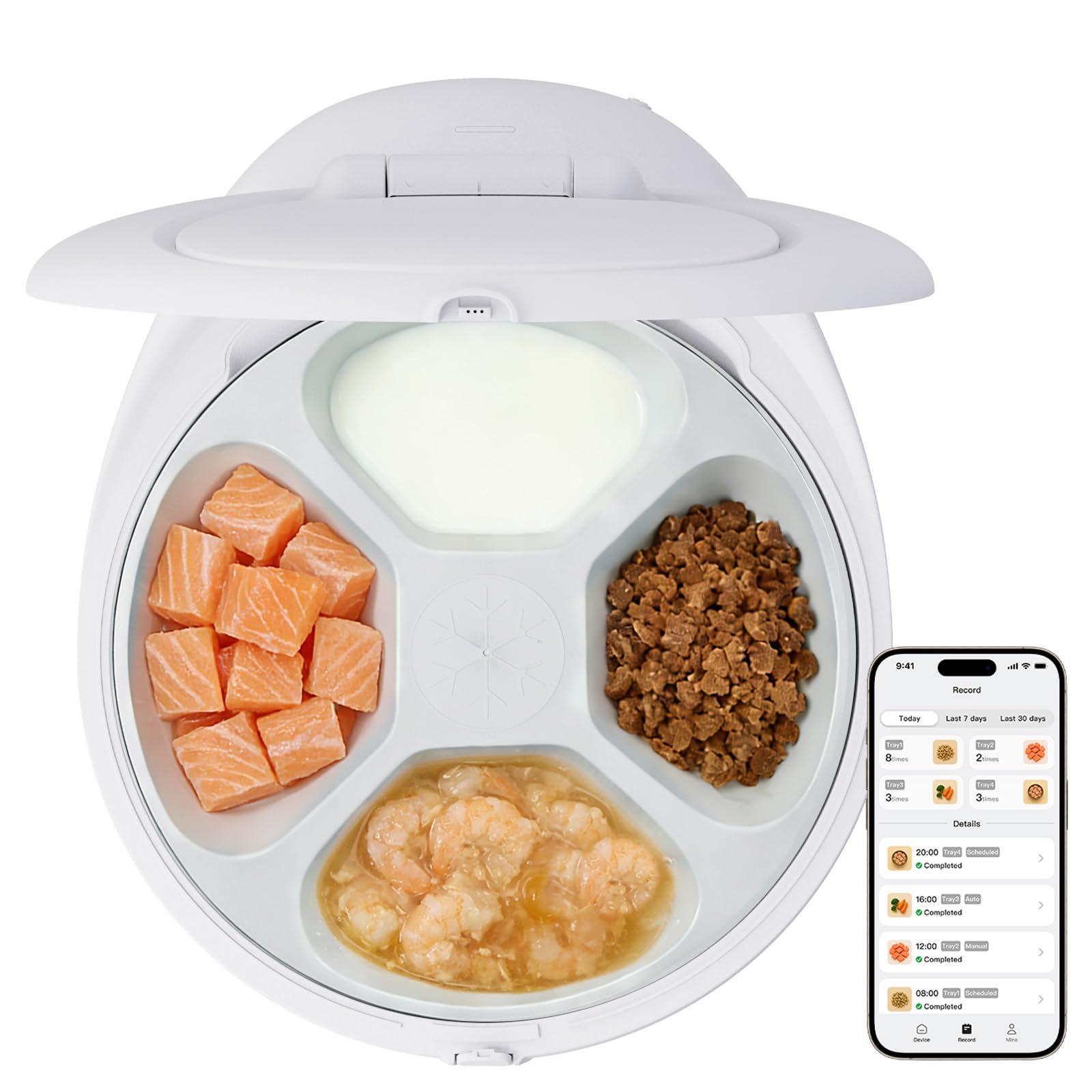 Cat Wet Food Automatic Feeder with Cooling, Semiconductor Refrigeration, with Timer, 5 Food Compartments for 330g Pet Food Each, Premium Meal Plates, Washable, for Cats (UBPET)